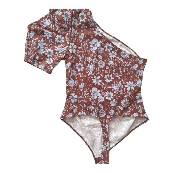 Free People Somethin Bout You Bodysuit Floral One Shoulder Puff Sleeve XS - Picture 3 of 4